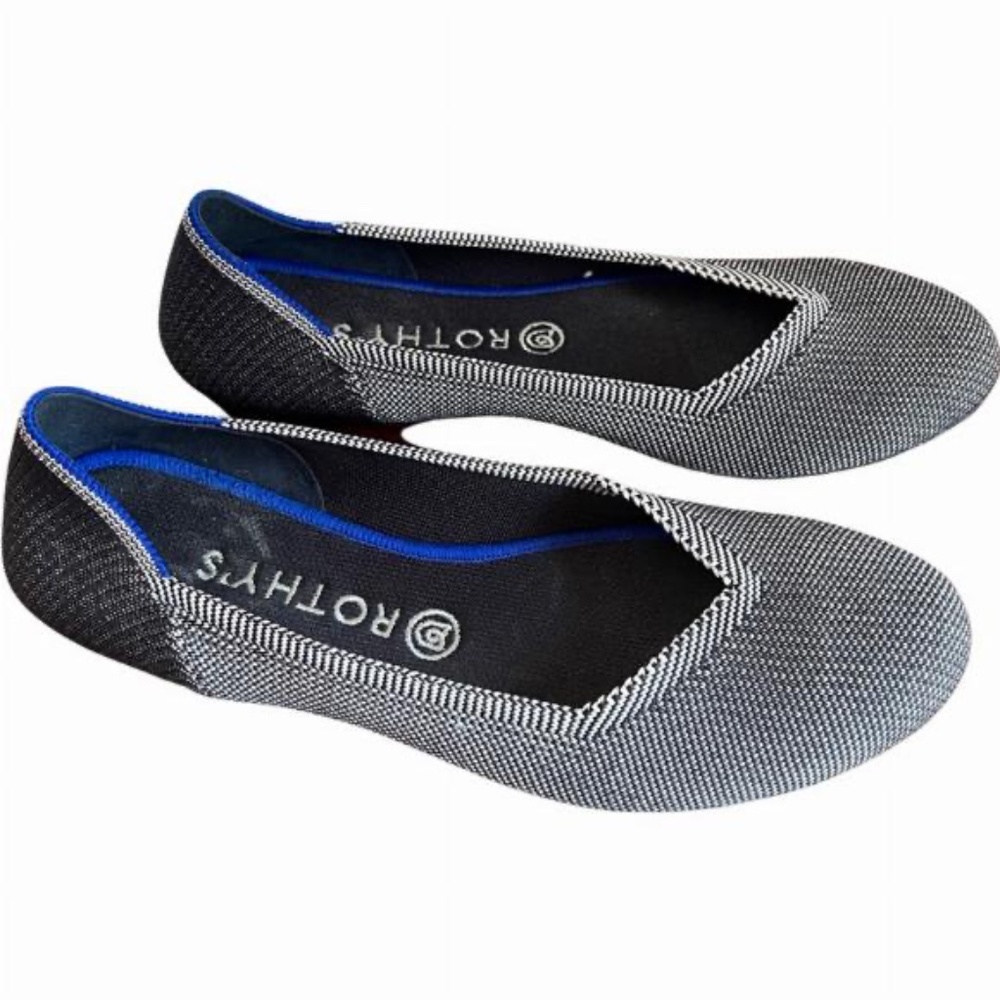 Rothy's Black And White Rounded Toe Flats Size 10 - Picture 3 of 5